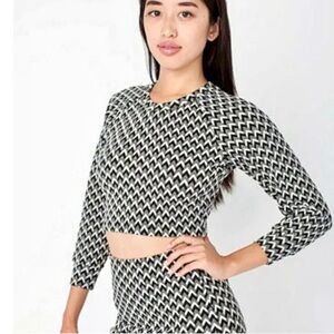 American Apparel Patterned Long Sleeve Crop Top